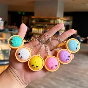 6pcs Mini Shiny Dumpling Keychains, Colorful Cute Soft Silicone Stress Relief Toys, Fun Food Shape Charms, Perfect for Parties and Gifts