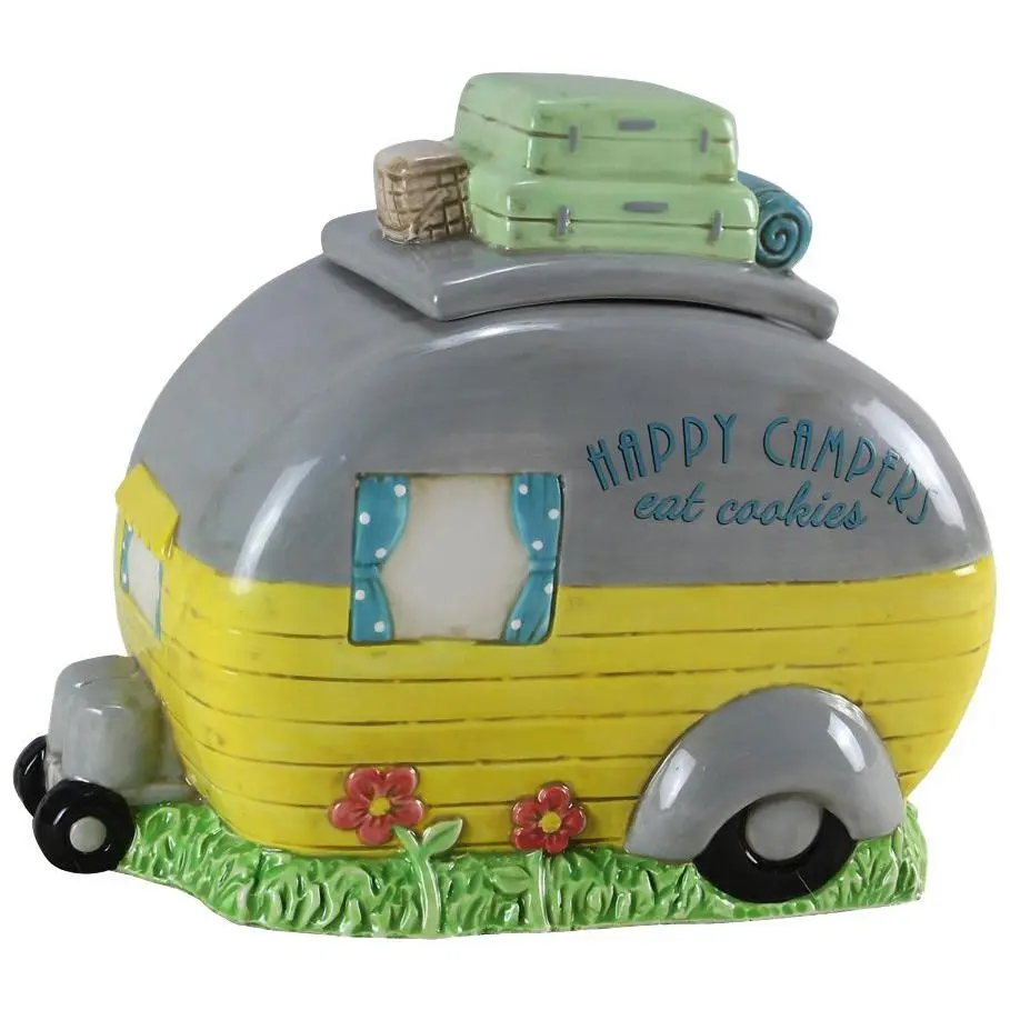 Young's Inc. Happy Camper Ceramic Cookie Jar Young's Inc. Happy Camper Ceramic Cookie Jar