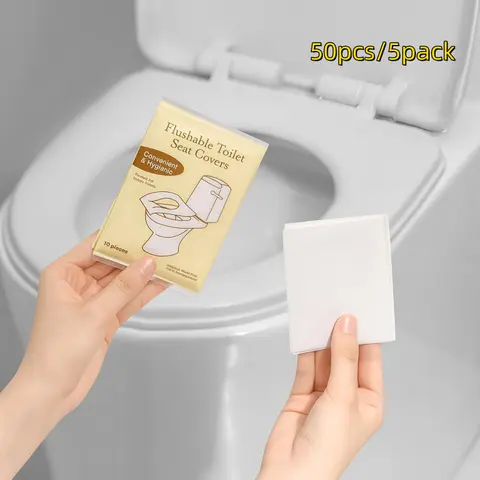 Disposable Toilet Seat Cover, 1 Set Portable Flushable Toilet Seat Cover, Bathroom Supplies for Home & Travel & Camping, Toilet Lid Cover, Toilet Lid Covers for Bathroom