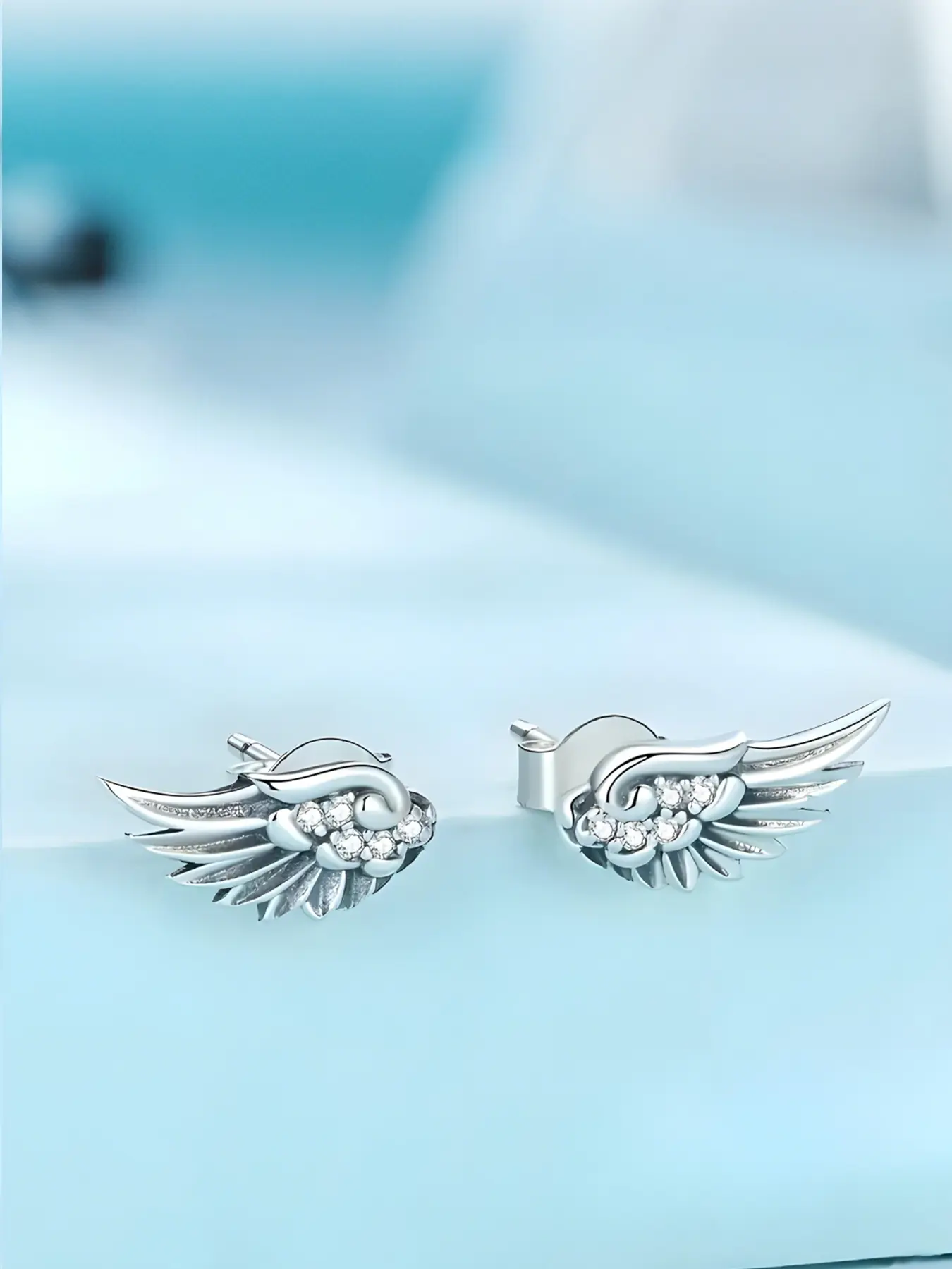 Elegant Angel Wings Cubic Zirconia Earrings, Shining Earrings, Angel Wing Design, Nickel-Free Hypoallergenic, Casual Style, All Seasons, Everyday Wear, Perfect Birthday Gift, High Quality Earrings