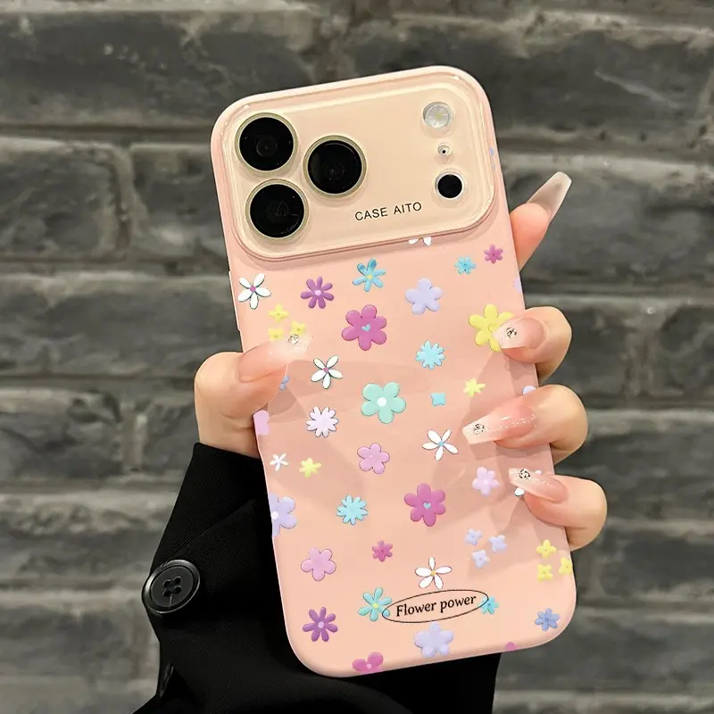 Cute Floral Liquid Silicone Phone Case for iPhone 17/16/15/14/13 Pro Max, 3D Daisy Aesthetic Soft Shockproof Cover for Women Girls, Slim Protective Camera Case
