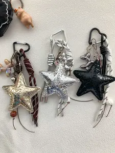 Y2K Style Star Bag Accessory, Chenille Material, Sparkly Bag Charm, Perfect Gift for Teens, Women, College Students, Teachers, Stylish Design, Star Burst Charm