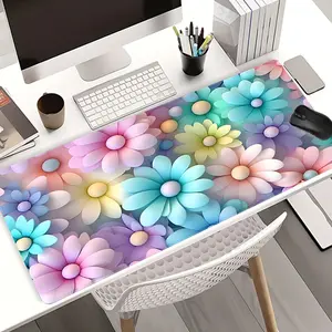 Extra Large Floral Art Mouse Pad, Modern Gaming Desk Pad 35x16 Inch, Non-Slip Rubber Base, Durable Stitched Edge, Gaming Mouse Pads, Non Slip Mousepad