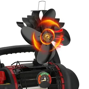 Thermal Stove Fan for Partner Heater, Wood Burning, Magnetic Thermometer, Eco-Friendly Electric Fan for Pellet/briquettes, Heater and Fan