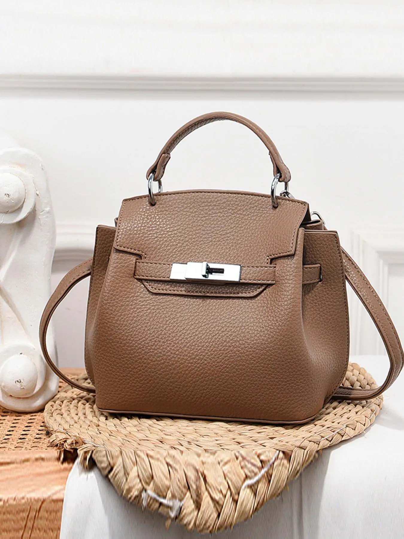 Women's Fashionable Solid Color Backpack, Casual Versatile Large Capacity Shoulder Bag for Daily Used, Trendy All-match Commuter Bag