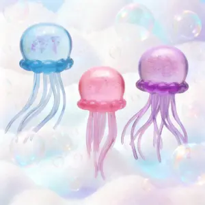 1pc Glitter Jellyfish Squishy Toy, Cute Stress Relief Squeeze Toy for Kids & Adults, Soft Sensory Jellyfish ASMR Toy, Birthday Party Favor.