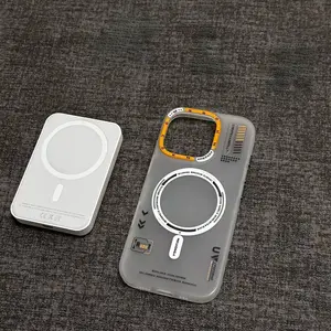 Magsafe strong magnetic charging is suitable for Apple 17promax mobile phone case M1 orange lens frame 17 new iPhone16pro skin matte 15promax tide brand 14 personality 13 anti-drop Shockproof with Protector promax