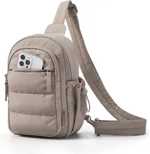 BAGSMART Small Sling Bag for Women, Puffer Crossbody Bag Purses Hobo Handbag Fanny Packs for Travel Hiking
