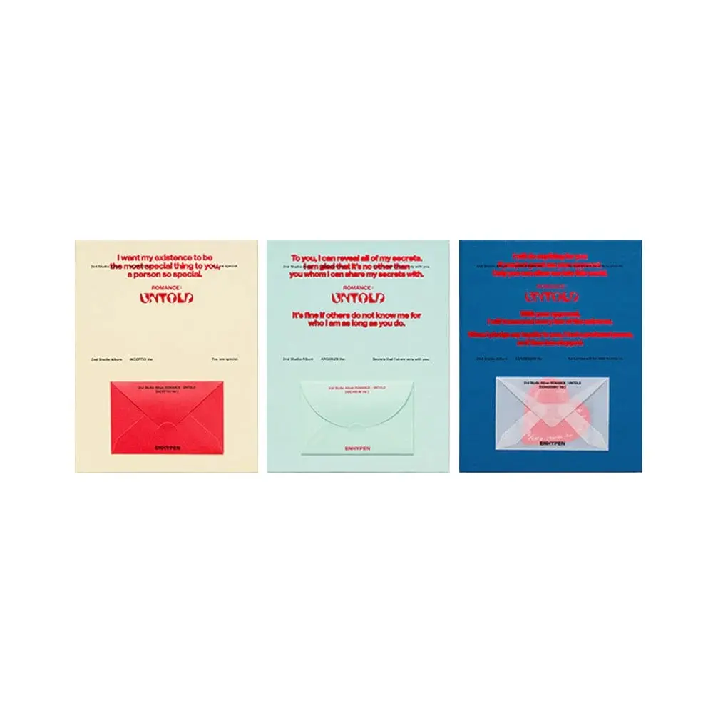 ENHYPEN – ROMANCE : UNTOLD [Standard Album Ver.] K-Pop CD + 92p Photobook + 2 Photocards + Postcard + Stickers + Poster (Inceptio/Arcanum/Concessio)