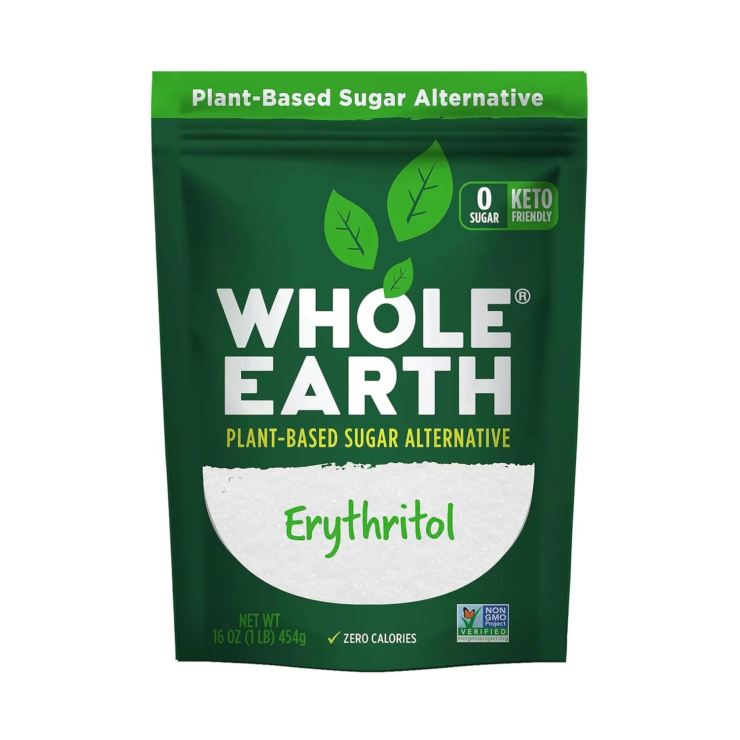 Whole Earth Sweetener Co. 100% Erythritol Sweetener (Keto Sweetener, Natural Sugar Alternative, Baking Sugar Substitute, Zero Calorie Sweetener, Gluten Free, Non-GMO), 16 Oz