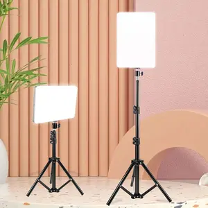 10-inch LED Panel Fill Light, 43.3-inch Adjustable Tripod Stand, Beauty Ring Fill Light Panel, Professional Lighting Kit for Studio Vlog Shooting, Makeup Selfie, Meetings and Group Live Streaming