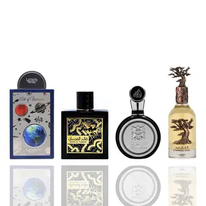 Lattafa Unisex 4-Piece 100ml EDP Perfume Bundle Set - Arabian Fragrance with Art of Universe, Fakhar Lattafa Man, Eternal Oud, Qaed Al Fursan Scents; Cedarwood Amber, Amber Vanilla Notes for Evening Wear