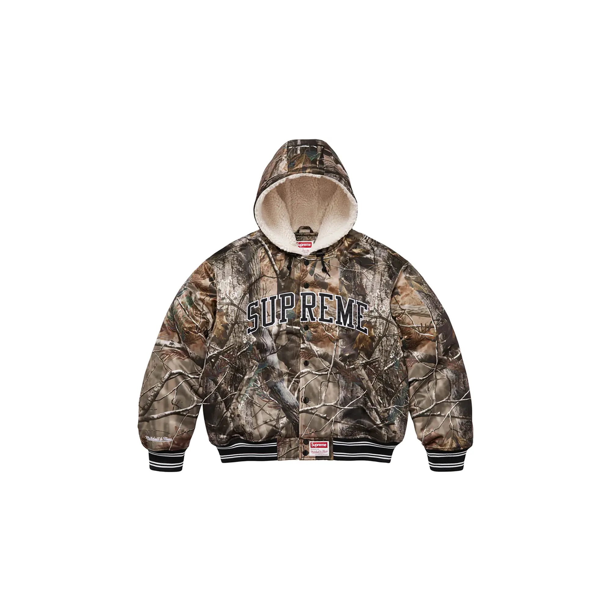 Mitchell & Ness® Lined Hooded Satin Varsity Jacket "FW25 - Realtree AP Camo" SU26300