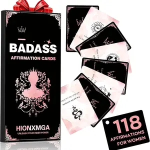 Powerful Card Set, 118 Daily Motivational Cards, Inspirational Quotes, Mindfulness Thinking, Self Improvement, Gift for Women Friends Sisters Colleagues