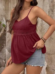 Stride x Maternity Solid Color Spaghetti Strap Ruffle Hem Camisole Tank Top