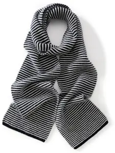 Unisex 100% Pure Wool Striped Knit Scarf, Fall Winter Warm Neck Wrap, Fashion Vintage Block Couple Scarf, Knitted Scarf