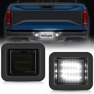 Nilight License Plate Lights Compatible with 2015 2016 2017 2018 2019 2020 Ford F150 Raptor Smoke Lens Black Housing 6000K White 2PCS Pack waterproof kit