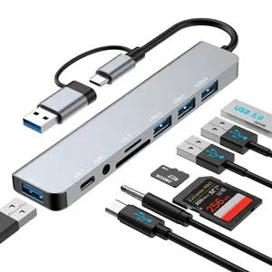 USB C Hub Ethernet HDMI Adapter, 8 in 1 Docking Station with 4K HDMI, RJ45 Ethernet, SD/TF Card Reader, USB 3.0/2.0, PD 100W, LAN USB-C Dongle for MacBook Pro/Air, iPad Pro, XPS, etc #SummerVibes