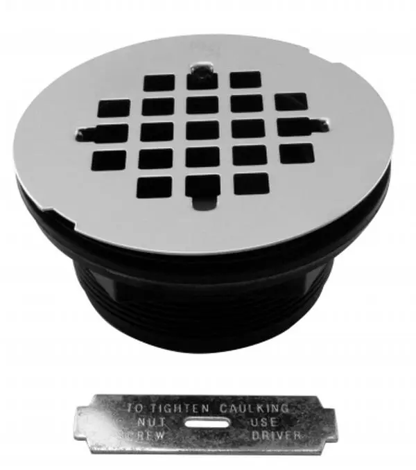 Shower Drain, PVC Compression Plastic Drain with Gaskets, 2.5 x 4.5 Inches Stainless Steel Bathroom Fixture