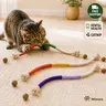 Organic Cotton Cat Chew Rope Toys Set - 3 Pcs Colorful Snake-Shape Ropes (27.5in), Safe Chewing, Tartar Control Teeth Cleaning, Indoor Play, Energetic & Healthy Exercise, with Free Catnip for Indoor Cats