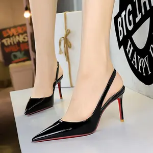 Women's Sexy PU Leather High Heels, Heeled Shoes, Pointed Toe Slip-On Shoes, Rubber Sole, All Season Fashion Footwear, Casual & Stylish Design, Footwear Style, Party Footwear