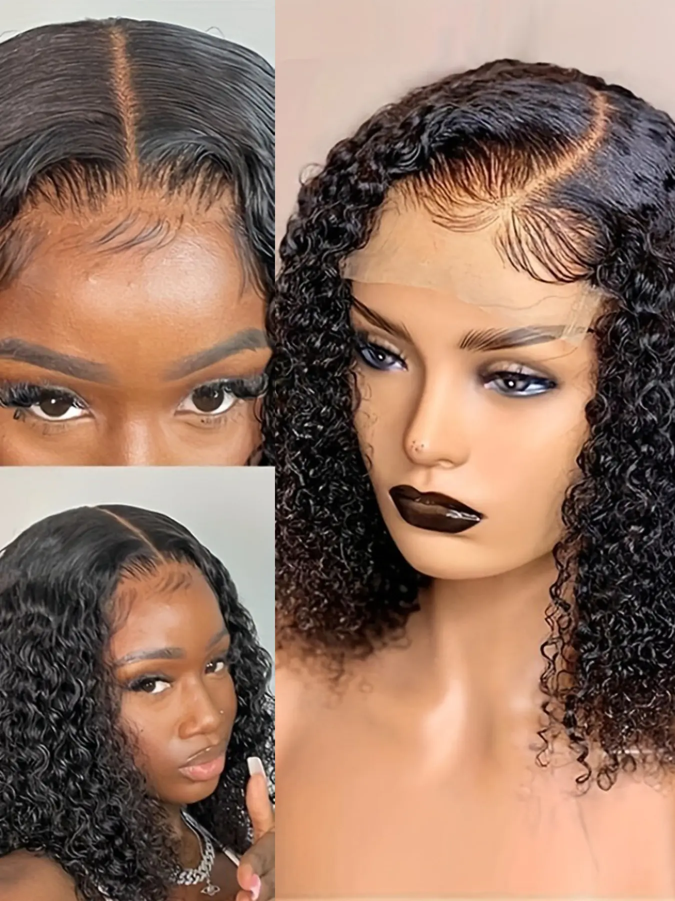 Deep Wave Human Hair Bob Wig 6x6 Closure Wig for Women Curly Wave Wig