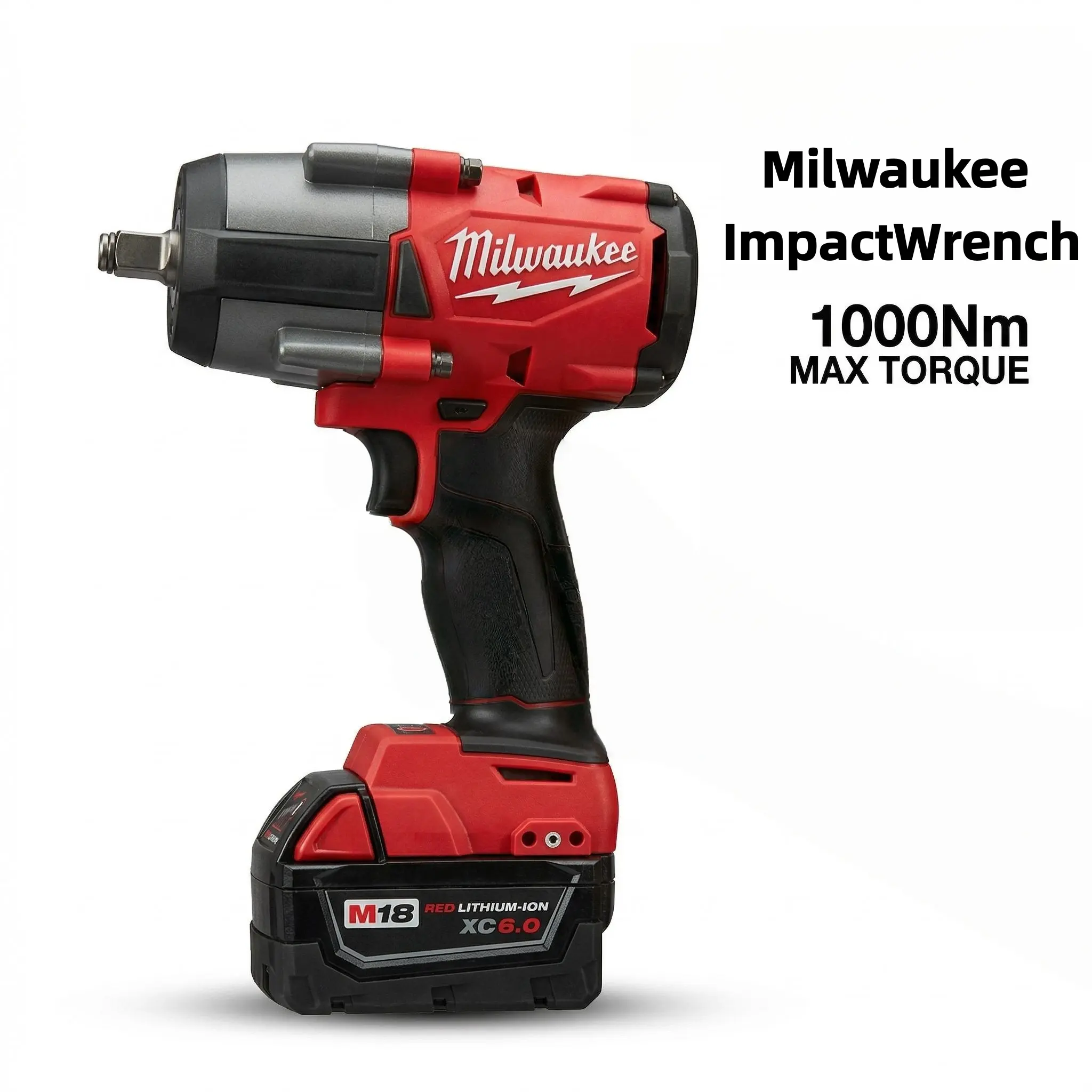 Milwaukee M18 FMTIWF12 Cordless Mid-Torque 1/2 in Impact Wrench Kit (Power Tools) - 18V Lithium-Ion Battery & Charger, 1000 Nm Max Torque, 3000 RPM, 3100 IPM, Friction Ring, Cordless Freedom - For Automotive Experts, Chassis Work, Heavy-Duty Repair