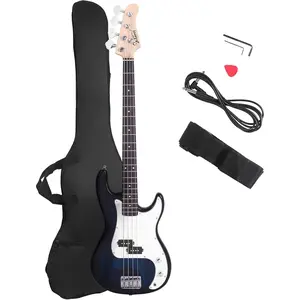 Glarry Electric Bass Guitar Full Size 4 String Rosewood Basswood Fire Style Exquisite Burning Bass