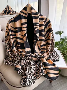 Women's Leopard Print Scarf, Fashionable Soft Comfortable Boho Style Shawl for Daily Wear, Casual Versatile Scarf for Women & Girls