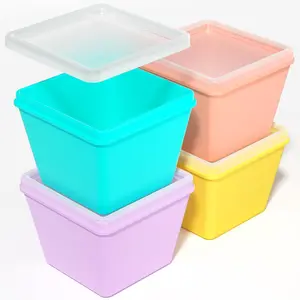1-Cup Silicone Freezer Molds with Lids, Individual 4-Pack Portion Soup Cubes Freezer Trays for Food Storage, Oven & Dishwasher Safe, BPA-Free, Silicone Freezer Containers for Meal Prep