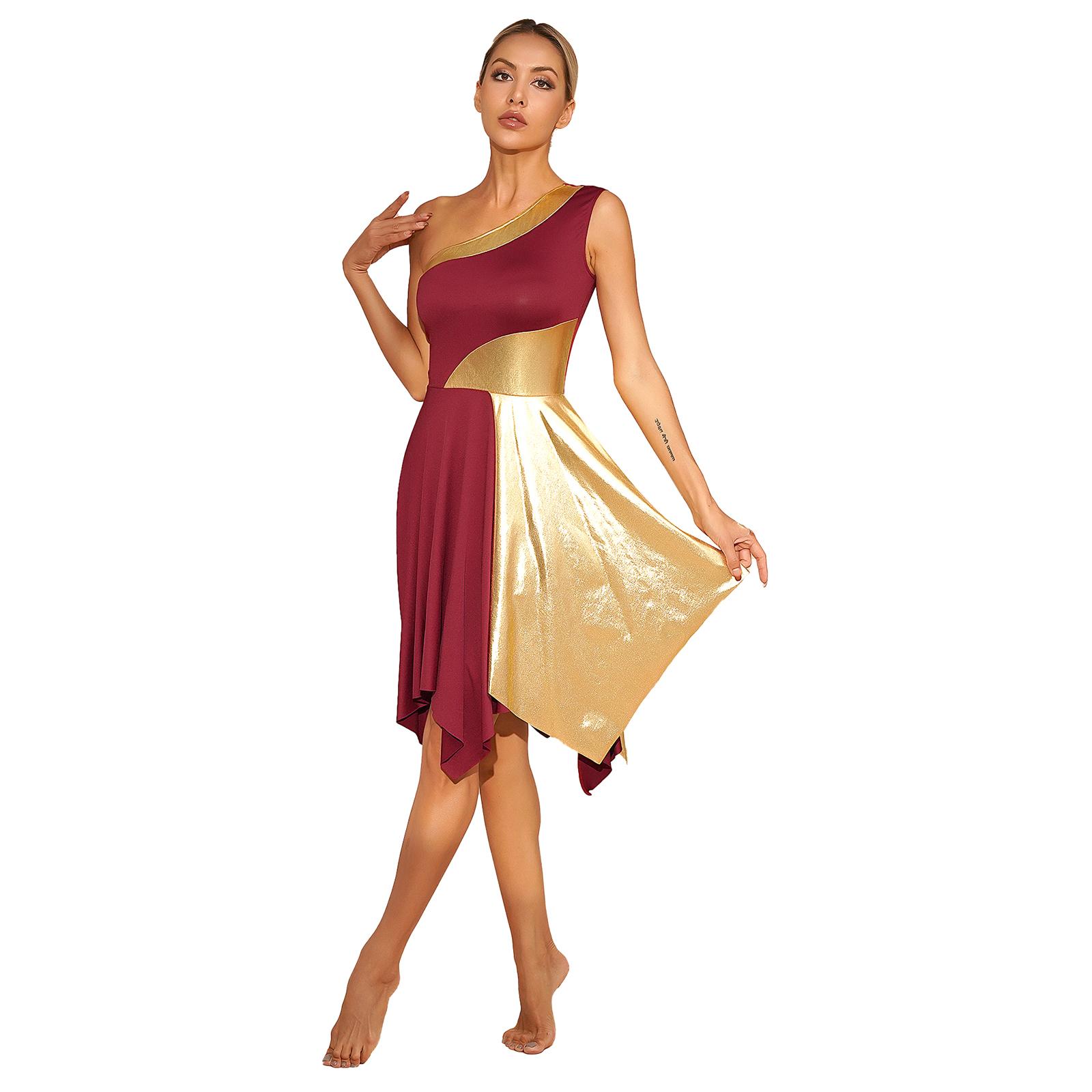 Women Church Choir Worship Praise Dress Modern Lyrical Dance Performance Costume One Shoulder Irregular Hem Dresses Dancewear Women Church Choir Worship Praise Dress Modern Lyrical Dance Performance Costume One Shoulder Irregular Hem Dresses Dancewear