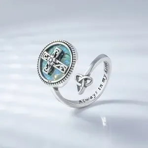 Irish-Inspired Rainbow Abalone Ring | S925 Silver, Adjustable