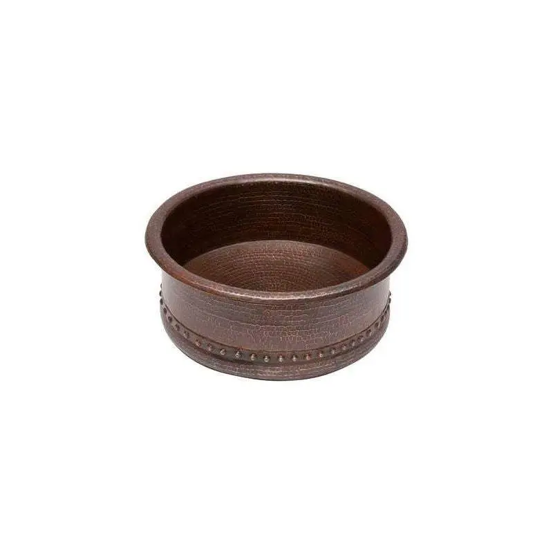 Round Vessel Tub Hammered Copper Sink