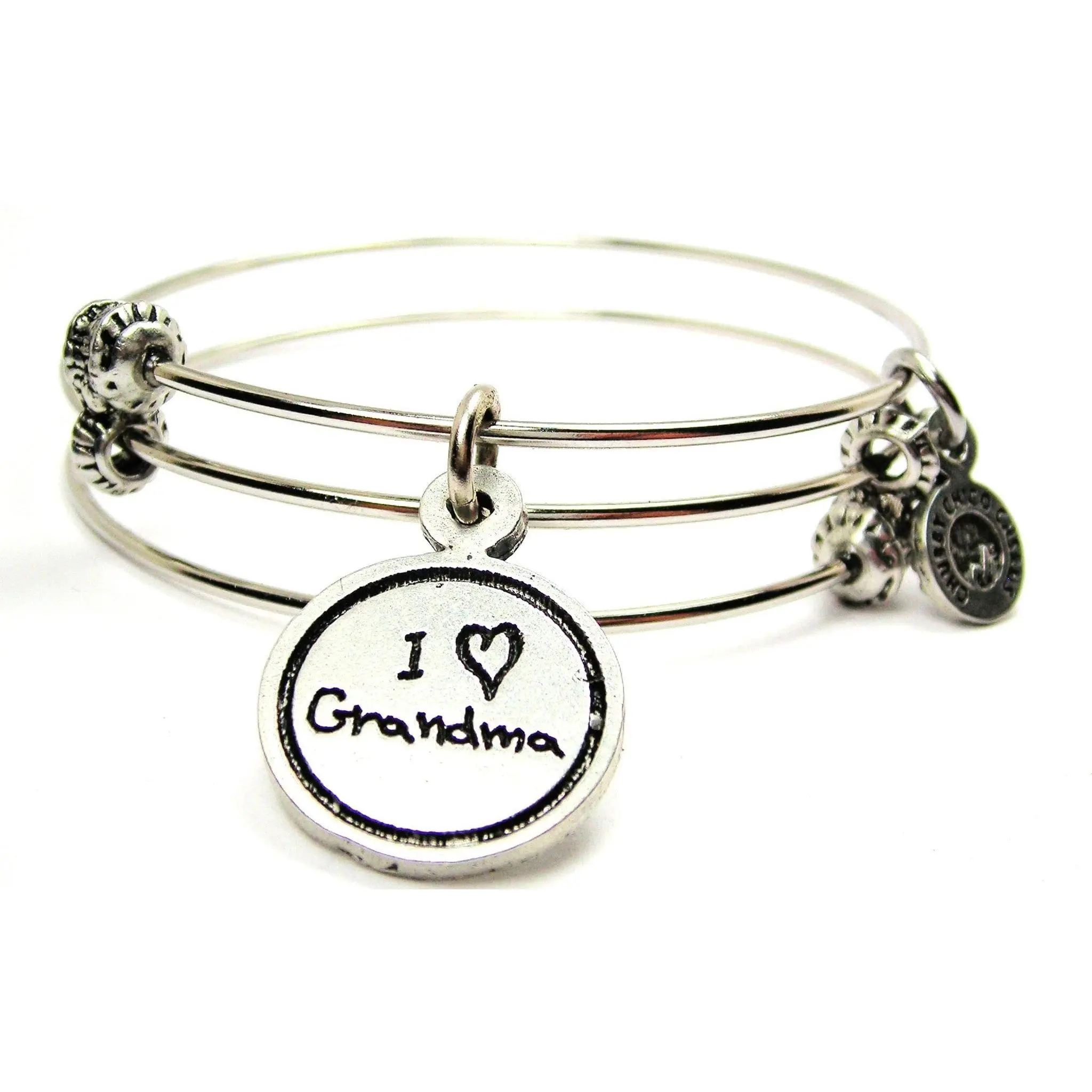 I Love Grandma Child Handwriting Triple Style Expandable Bangle Bracelet