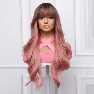 2024 Brand New 26 Inch Pink Gradient. Synthetic Fiber Wig-Super Silky Curly Hair, Ideal for Fashion Women, with Heat Resistant Hair Fiber, Perfect for Daily Wear and Party Wear