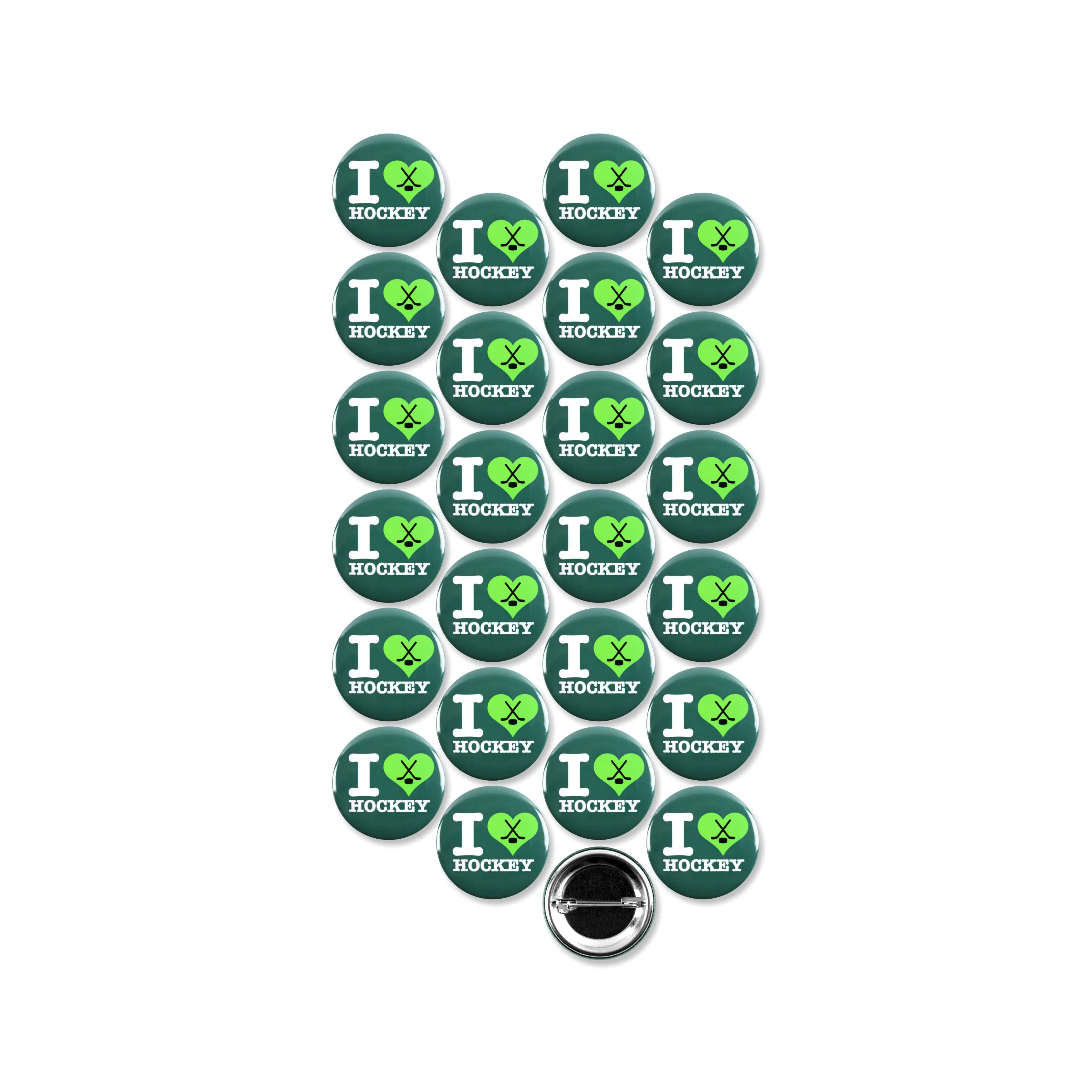 25 Pack - I "Heart" Love Hockey Team Pinback Buttons - 1.5 Inch