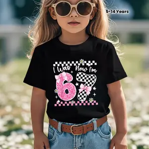 I Was 6 Now I'm 7 Year Old Birthday 67 Funny For Kids Girls T-Shirt The children's clothing design features short-sleeved, casual and cute styles. It is comfortable and easy to wear all year round, suitable for parties and play