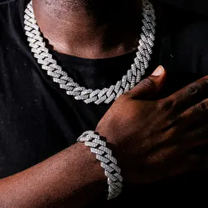 14mm Cuban Chain Necklace and Bracelet Set with Box, 2025 Fashion Necklace for Men.A very popular necklace.
