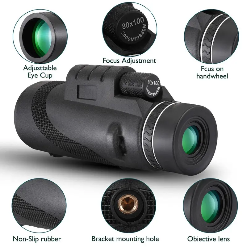 Day / Night Vision 80x100 Zoom HD Monocular Starscope Monocular Telescope BAK4