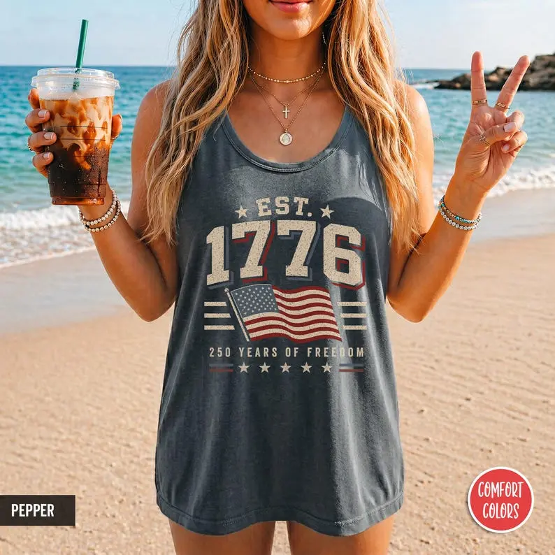 Comfort Color America 250th Anniversary Tank Top USA 250 Years Of Freedom Tank Top 1776 2026 Tank Top Liberal 4th Of July Tank Top Women Fourth Of July