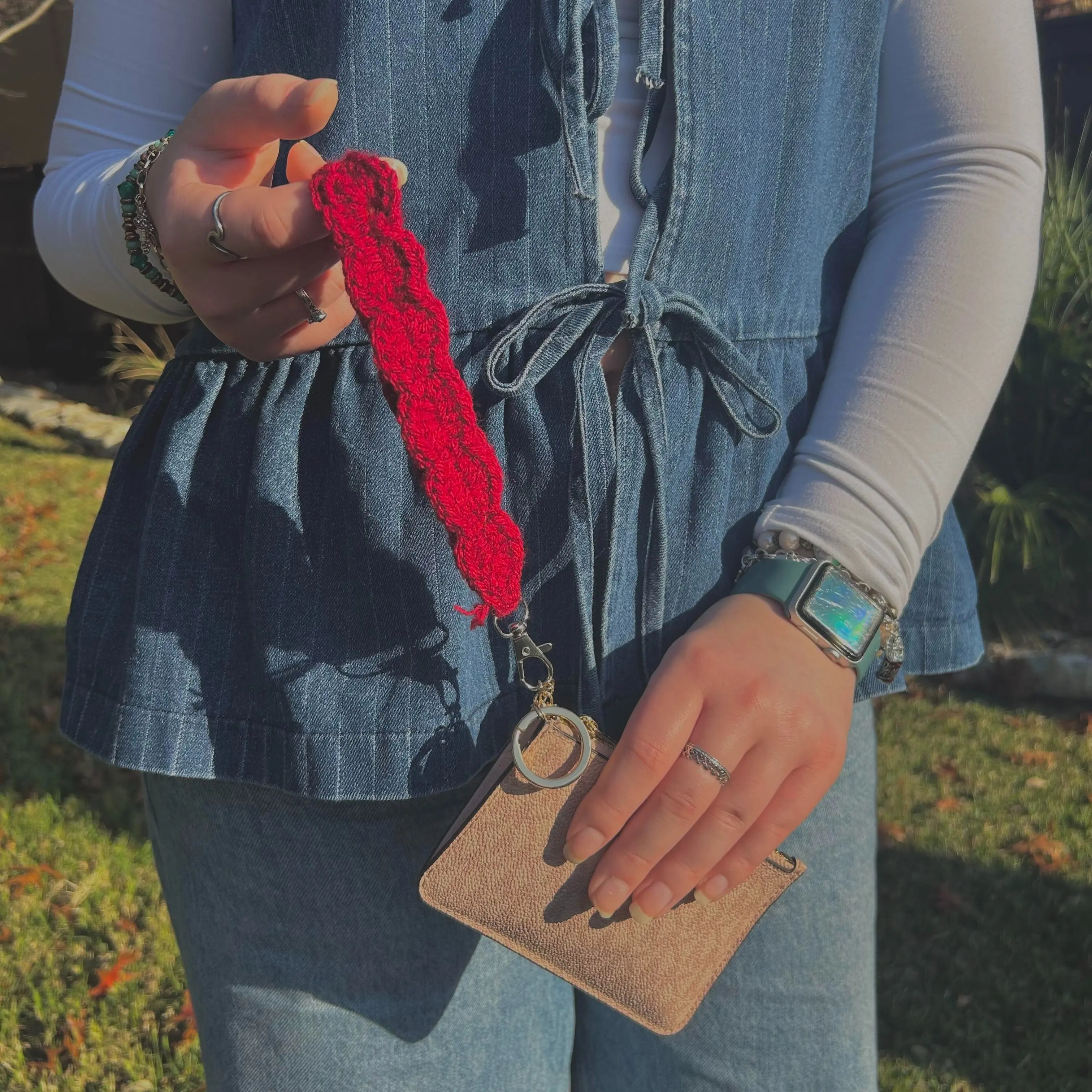Handmade Crochet Wristlet -Perfect for Keys Cards or Small Essentials Lightweight Cozy Grab and Go Accessory