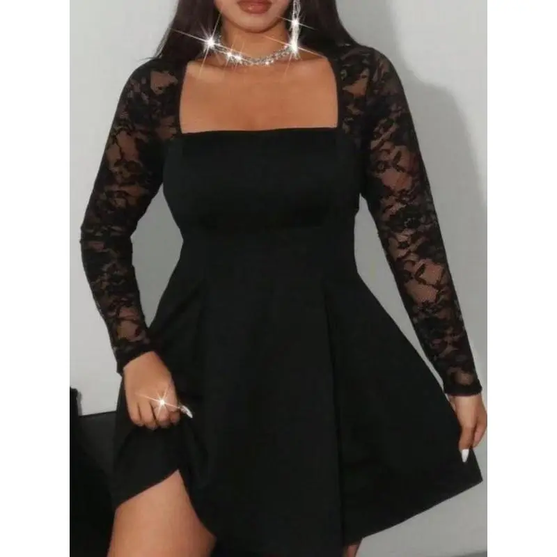 chinese dress ladies Laqeyko Fall Dresses for Women 2024 Black Funeral V Neck Casual Elegant Long  Sleeve Ruffle Swing Christmas Party Dress to Hide Tummy with Belt LA256-1-M  at Amazon Women's Clothing store