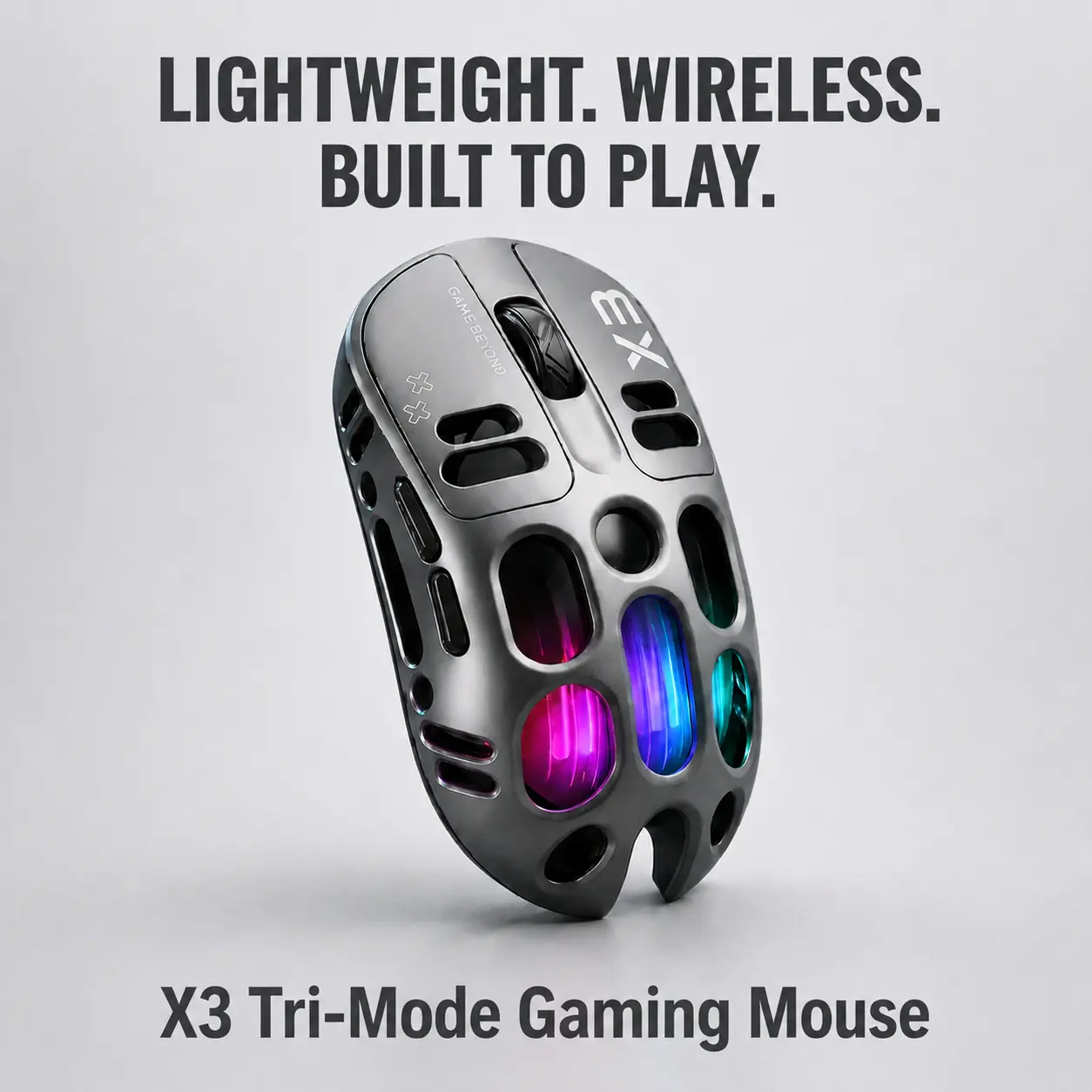 T-WOLF X3 Tri-Mode Wireless Honeycomb Gaming Mouse, RGB Gaming Mouse with Bluetooth & 2.4G, Lightweight Ergonomic Design, Rechargeable PC Mouse for Gaming Setup