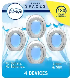 Febreze Small Spaces Air Freshener Linen & Sky, 25 fl. oz., Pack of 4