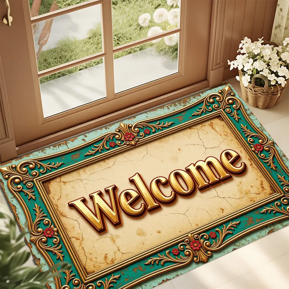 Indoor Plain PVC Surface Floor Mat - Easy-to-Clean, Absorbent, Non-Slip Decorative Mat for Guest Bathrooms, Farmhouse-Style Home Decor #GlobalSelection