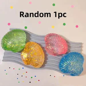 Random 1pc Shell Squishy Toy, Clear Glitter Squeeze Fidget Toy, Super Satisfying Stress Relief Toy, Perfect for Anxiety & Relaxation