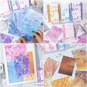 56 count Holographic Sticker Paper Transparent  Self Adhesive Film PET Glitter Paper Scrapbooking Stickers for Junk Journal Supplies Card Making Album Collage Planner  Wrapping Decor