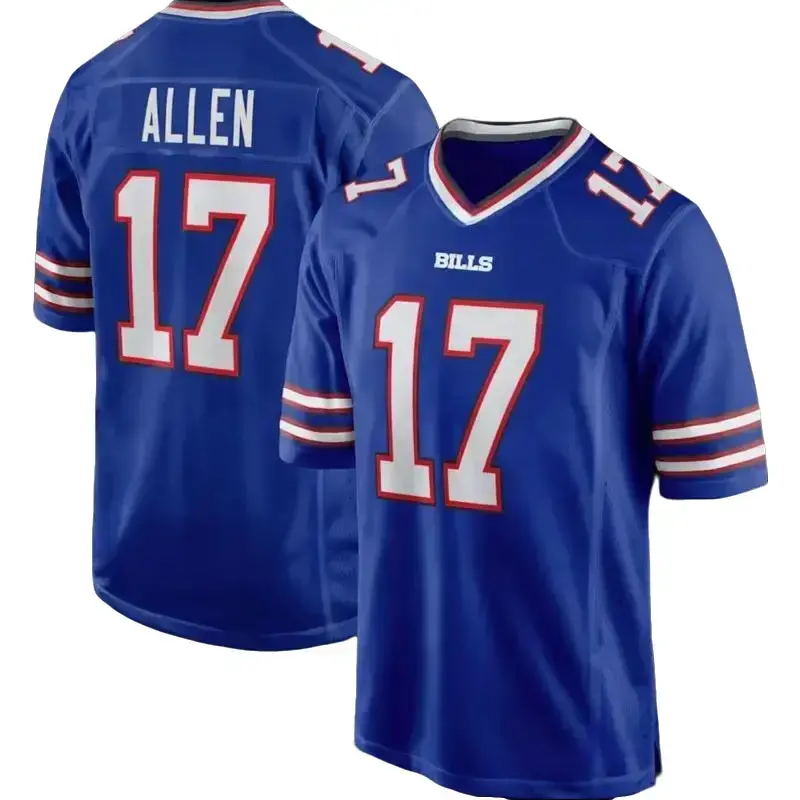 Allen #17 Inspired Football Jersey, Royal Blue Player Style Fan Shirt, American Football Sports Jersey, Unisex Game Day Apparel, Streetwear Outfit, Gift for Football Lovers