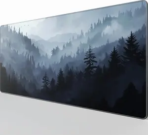 KTRIO Large Gaming Mouse Pad Desk Mat, Superior Micro-Weave Cloth, Non-Slip Rubber Base, Stitched Edges, Water-Resistant, for Gamer, Office & Home, 31.5 x 15.7 Inch，Cloud Forest