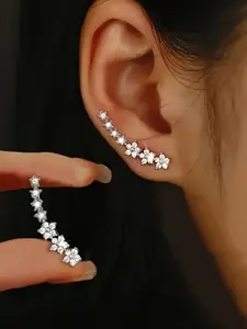 Elegant Rhinestone Decorated Earrings, Fashionable Earrings for Women & Girls, Trendy All-match & Exquisite Jewelry for Birthday Gift, Ear Studs, Rhinestone Decorated Bling